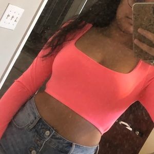 Pink Long Sleeved Crop Top